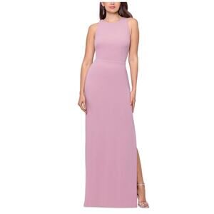 Betsy & Adam Cutout Draped Back Long Column Gown Rose Pink Size 4 Dress
